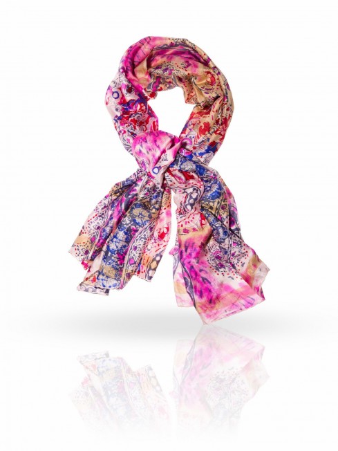 Палантин Женский SN-PAISLEY.ANIMAL/WHITE.PINK